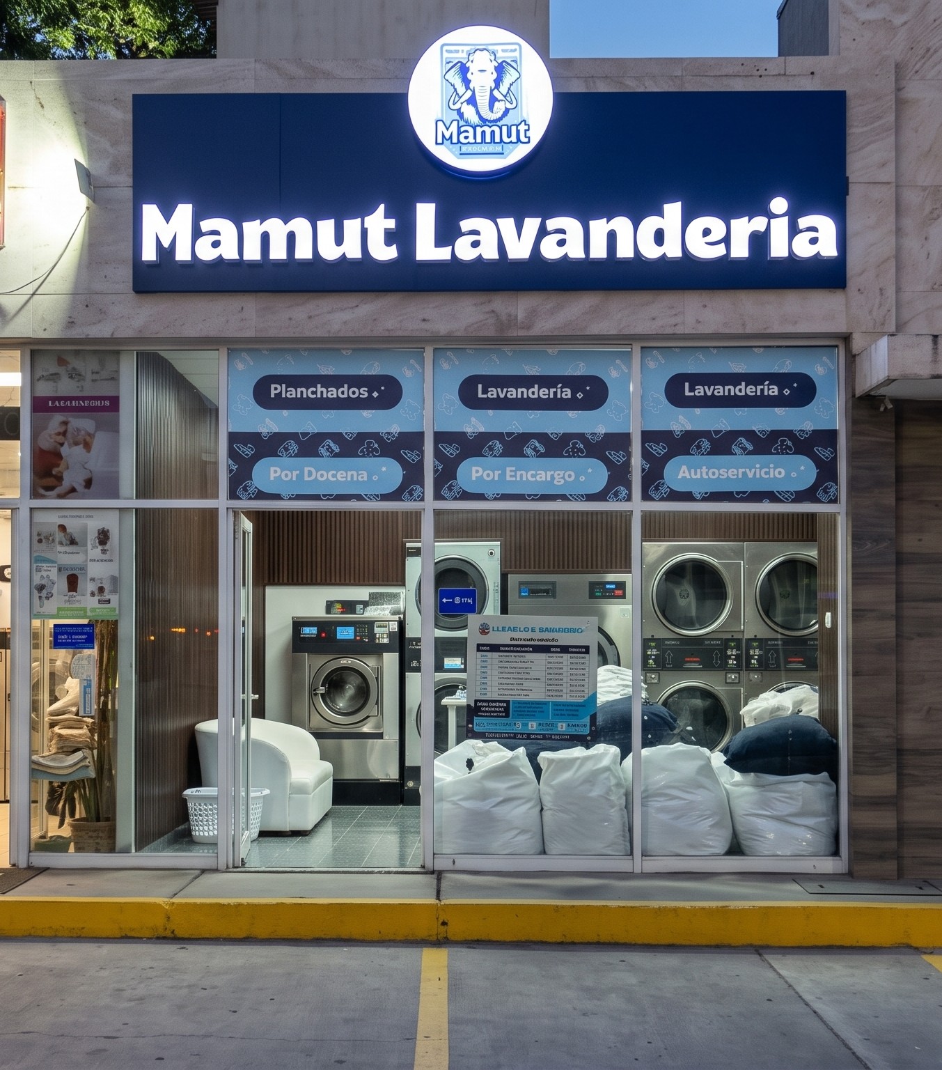 Fachada de la lavandería Mamut Zempoala
